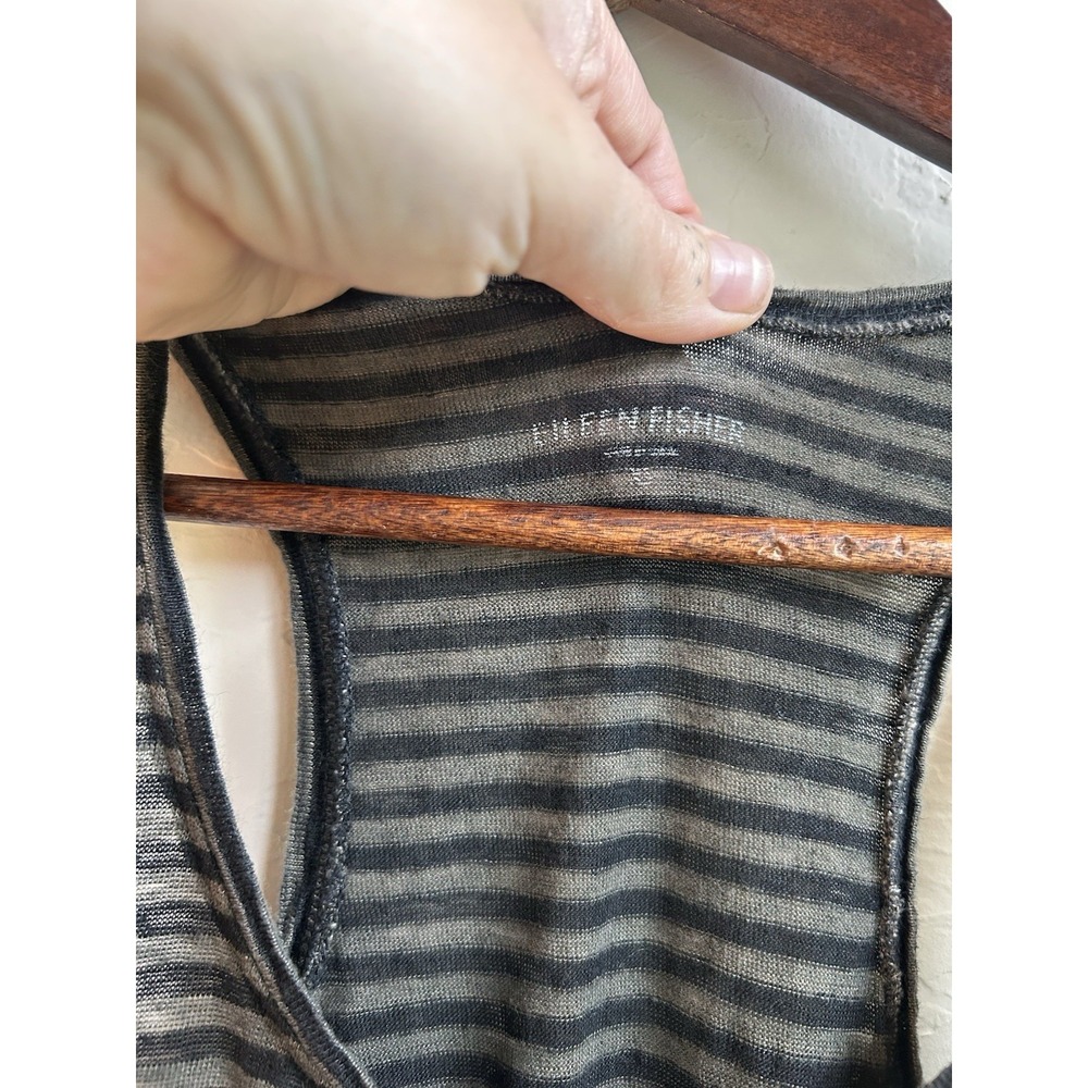 Eileen Fisher Maxi Tank Midi Dress XS 100% Linen Jersey Resort Beach Striped - Picture 4 of 9